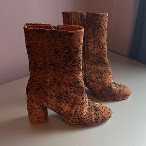 Anthropologie X Mista Textired Brown Suede Boots Size 38
